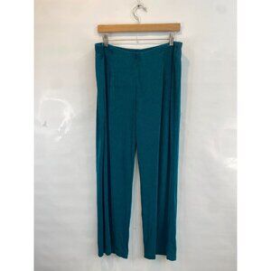Chico's Teal Blue Travelers Pant Slinky Stretch Knit Elastic Waist 3P Petite XL